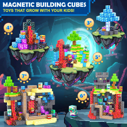 Set 4-8, 3+ Coodoo Magnetic Blocks, Build Mine Magnet World for Kids Ages Magnetic Tiles Toddler Outdoor Toy STEM