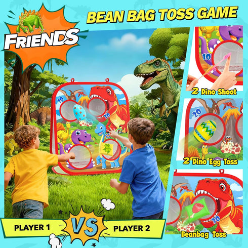 Gadetouq 6-1 3 4 5 6 7 8 Dino Bean Bag Toss Game Toy for Kids, Cornhole Board Outdoor Toys for Toddlers, Easter Gifts