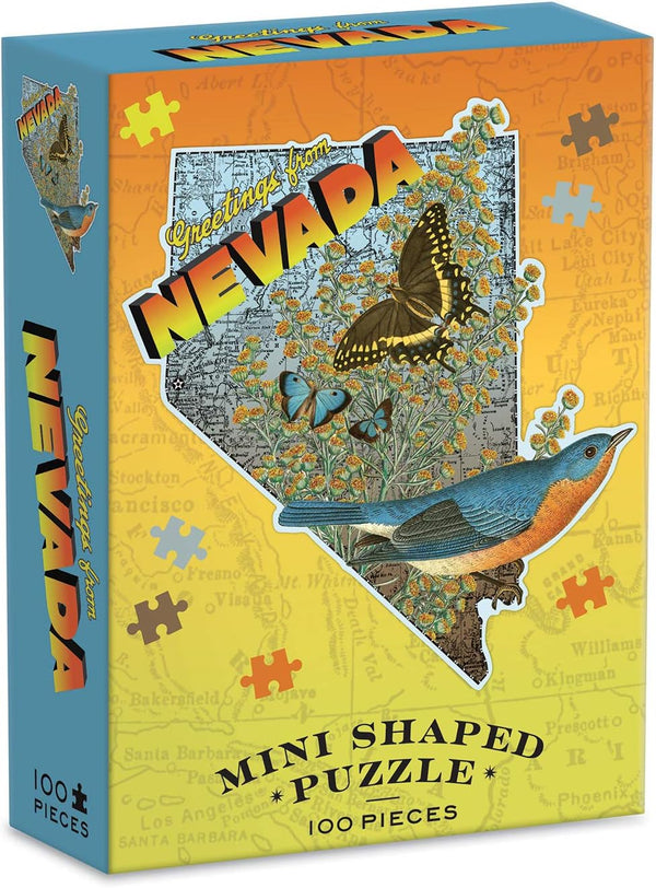 Galison Wendy Gold Nevada Shaped Mini Puzzle, 100 Pieces, 8” x 9.75” – Art by Bestselling Artist Wendy Gold