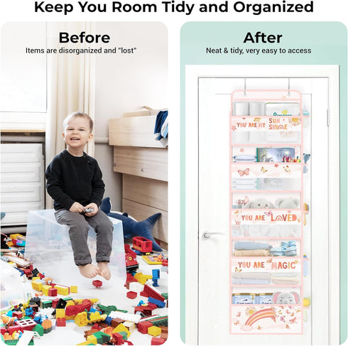 Closet 5-Tier Clastyle Rainbow Over the Door Organizer Cloud Nursery Hanging Storage Organizer for Girls Clothes Diaper