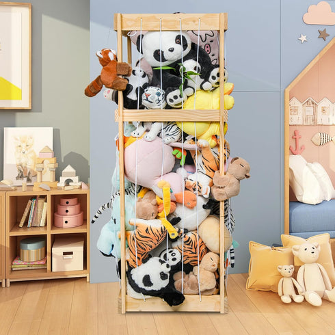 Stuffed Animal Storage with Large Capacity, Stuffed Animal Zoo Toy Storage, Large Wood Plushies Storage Organizer