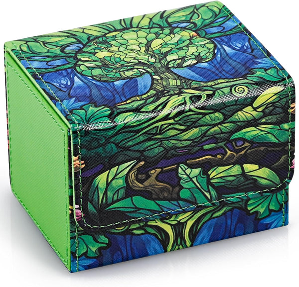 Deck Box for MTG Cards, Trading Card Storage Box Holds 120+ Sleeved Commander Deck, PU Leather