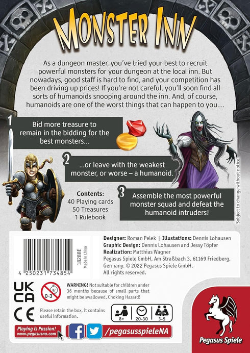 Monster Inn – Board Game by Pegasus Spiele for 3-5 Players – 20-30 Minutes of Gameplay for Teens and Adults