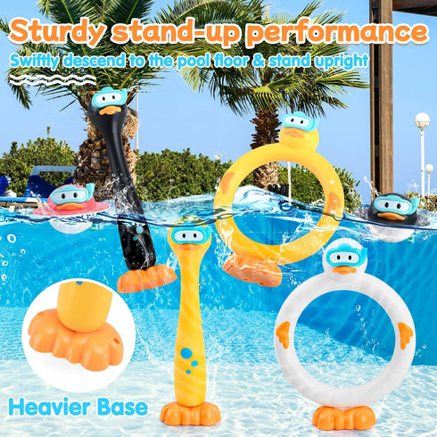 WeeHomm 9 Swimming Summer 4-8 8-12, Pool Diving Toys for Kids, PCS Pool Diving Rings, Duck Dive Sticks with Duck Float