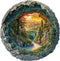 Wooden Puzzles for Adults, 3D Vision Effects Cave Forest Jigsaw Puzzles, Unique Shape Hill Sunset Landscape (300 pcs)
