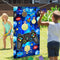 Video Game Toss Games: Level Up Game Controller Banner Backdrop with 3 Bean Bags for Kids - Blue Gaming Party Supplies
