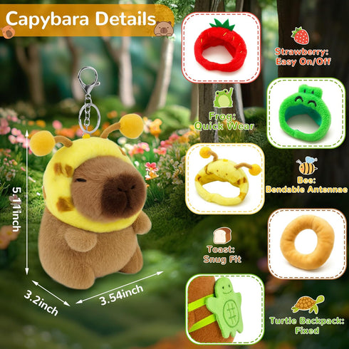 6 Backpacks, redaica PCS Capybara Plush Keychain, Capybara Stuffed Animals Toys, Cute Plush Keychains for Capibara