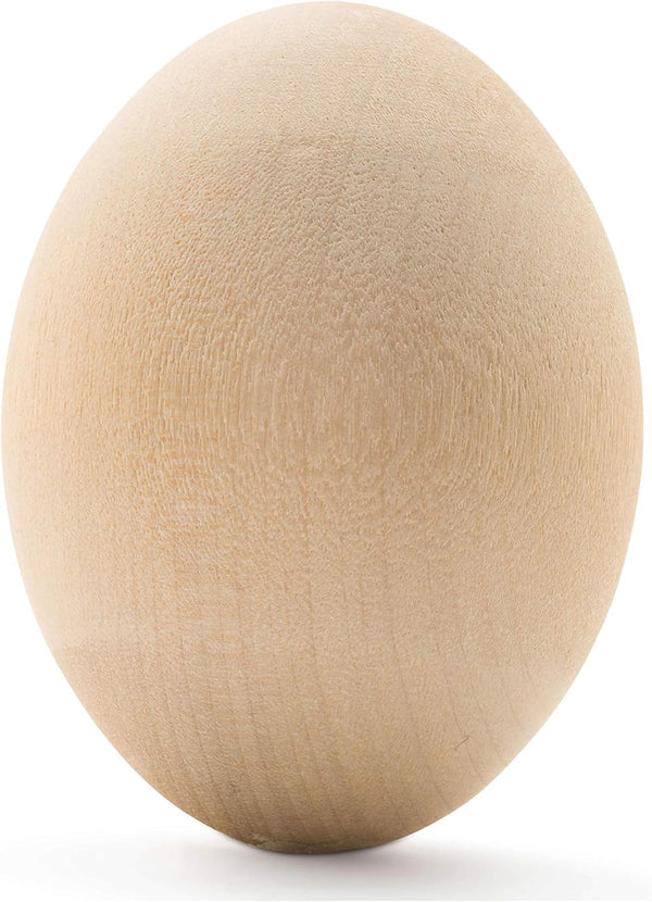 Woodpeckers 6 Quality Wood Easter Eggs to Paint, Smooth Wooden Eggs for Crafts, 2-1/2 in