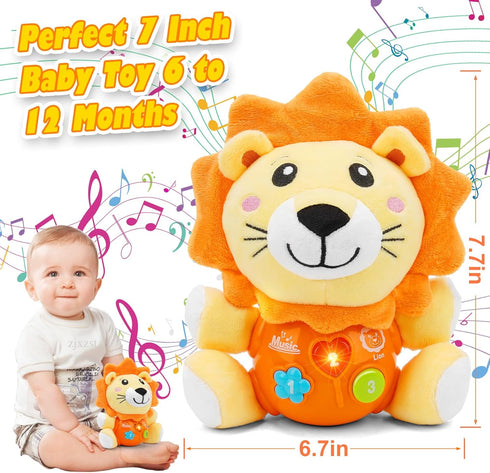 Baby Toys for 6 to 12 Months - Musical Lion Plush Toy for 1 Year Old Boys & Girls - Best Newborn Gift