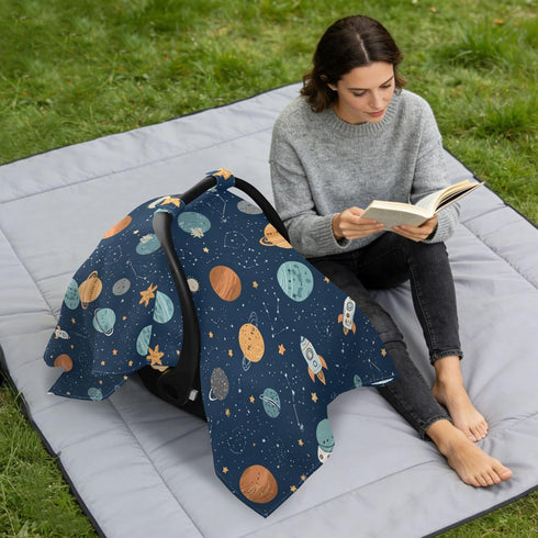 Mazeann Cute Planets Stars Car Seat Cover Baby Breathable Soft Infant Carseat Covers Canopies Babies Carrier Covers