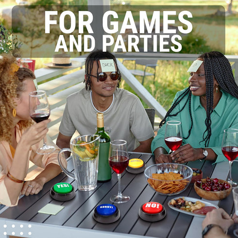 Yes No Button & Maybe Sorry Button, Set of 4 Answer Buzzers for Game Show, Sound Button Gag Gifts