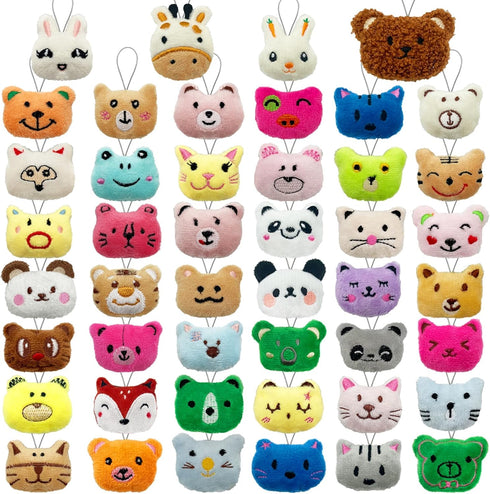 46 PCS Mini Animal Plush Toys Set - Cute Small Stuffed Toy Keychains for Party Favors and Classroom Prizes