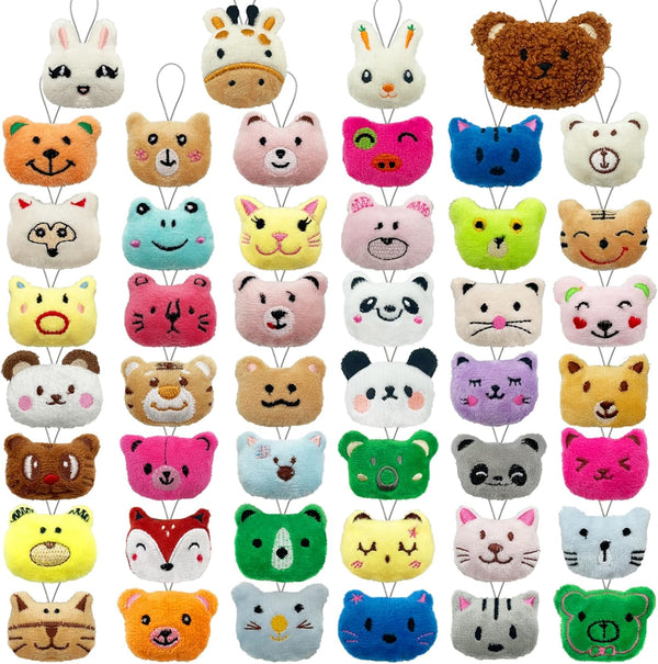 46 PCS Mini Animal Plush Toys Set - Cute Small Stuffed Toy Keychains for Party Favors and Classroom Prizes