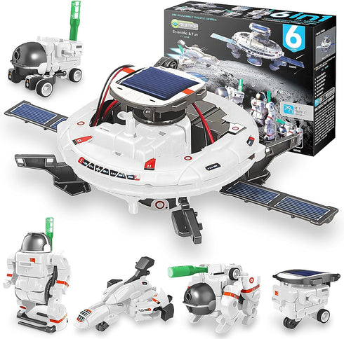 STEM Projects for Kids Ages 8-12, 6-in-1 Solar Robot Kit, Space Toys for 10-Year-Old Boy Girl Gift, Science Kits