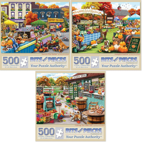 Bits and Pieces Value Set of Three 500 Piece Jigsaw Puzzles for