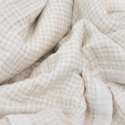 Little Unicorn Newborn Receiving Quilt | Ultra- Soft, Multi-Layered Muslin Fabric | Gift for Newborns & on-The-go (Tan
