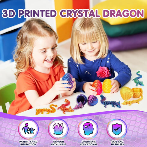 Apear1 16 3D 3D 3D Set (16 Pcs Printed Dragon Eggs with Dragon Inside, Mini Dragon Egg Fidget Toy Articulated Crystal