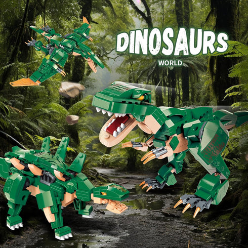 STEM 3 in 1 Dinosaurs Building Blocks Toys for Kids Age 6-10, Educational Compatible with Lego, Best Gifts for Boys
