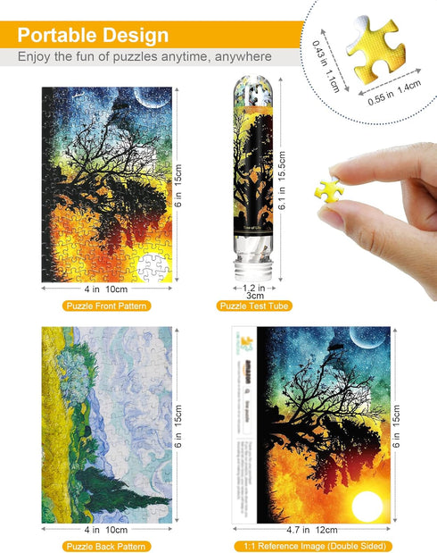(4 Packs) Mini Jigsaw Puzzles for Adults Double-Sided Puzzle with Reference Blueprint, Micro Puzzle, Comes