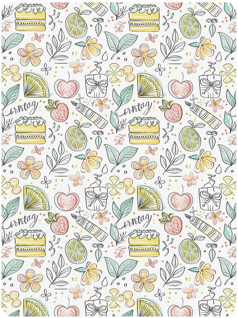 miaozhen 1 Pack 52x28 Cotton Baby Crib Sheets Soft Cute Doodle Drawings Flower Fruit Cake Colorful Crib Mattress Sheet