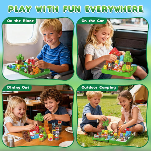 60PCS Set 3-5 4-8 8-12+ Axirata Mini Magnetic Blocks Travel for Kids, Mini Magnetic Tiles Building Cubes with Portable