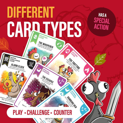 28 13+, Chicken Challengers Card Game Hilarious Strategy for Adults & Teens, Family Game Night, Players, Ages