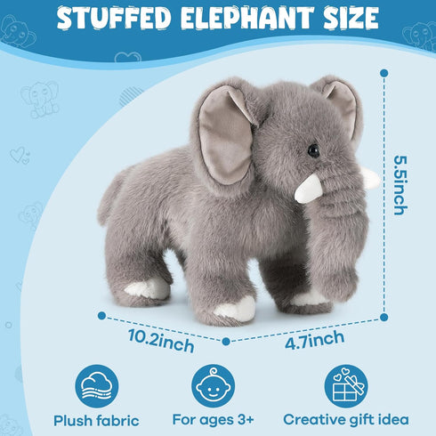 SnugBibble Elephant Plush Stuffed Animal with Multiple Realistic Sounds Soft Cuddly Toy for Kids & Adults Fun Gift
