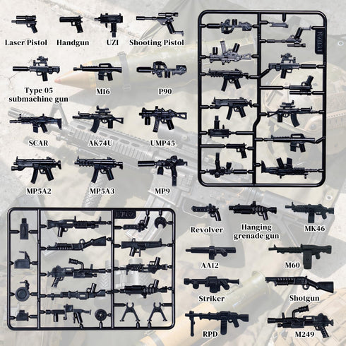 Pack, Set 50+ WW2 U.S. Second Edition Military Weapons Military Toy Gun for Classic Building Blocks, Pieces Army