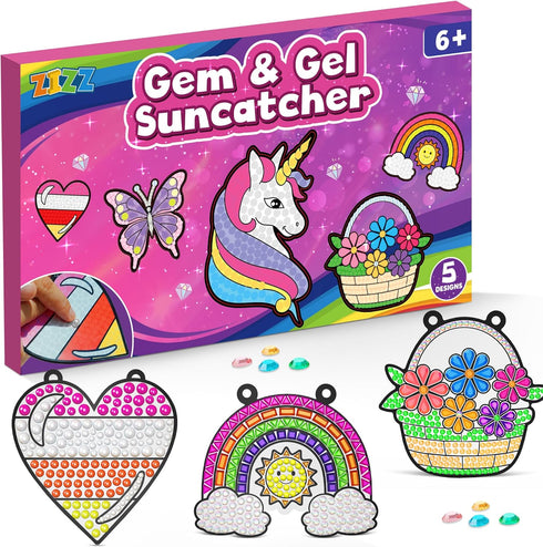 ZIZZ Diamond Painting Suncatcher Kits for Kids: 5PCS Easter Basket Stuffers for