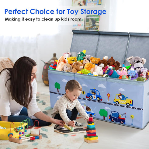 37.712.515.7 Inch decalsweet Toy Box Chest for Kids, Collapsible Oxford Toy Storage Box with Handles for Boys, Extra