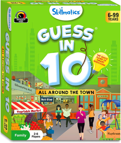 "Skillmatics Card Game - Guess in 10 All Around The Town, Perfect for Kids and Families, Travel Friendly"