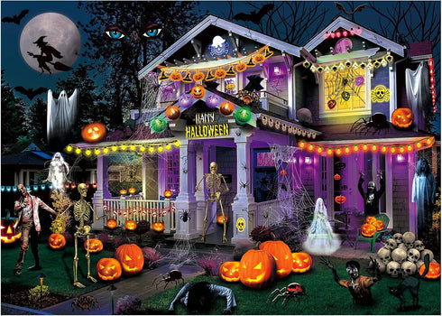 Halloween Jigsaw Puzzles for Adults - 1000 Pieces, Haunted House Party Puzzle, Home Decorations