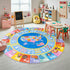 6x6 Kids Rugs for Playroom - Soft & Non-Slip Feet Round Educational Rug for Learning ABC Alphabet, Numbers, Shapes