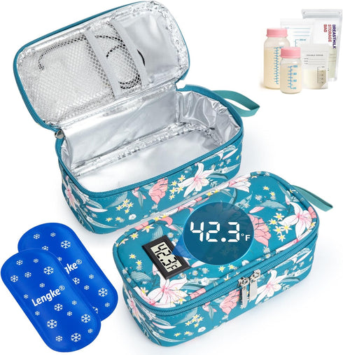 DawnBox Breast Milk Cooler Travel Bag with Real-Time Temp Display - Holds