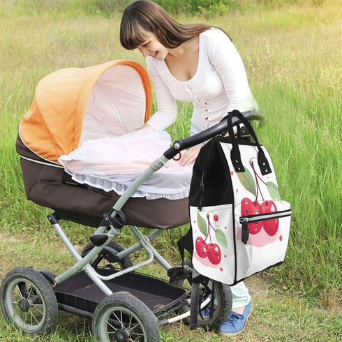 DWVTSLH Backpack Mummy Backpack Cute Cherry Diaper Bag Multifunction Nappy Bags Waterproof Large Capacity Travel