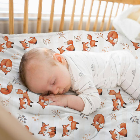 SANDJEST Fox Baby Blankets, 30 x 40 Minky Blanket with Double Layer Dotted Backing for Newborns & Toddlers