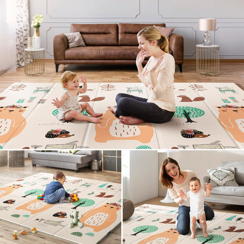 Mat,79"x 71" Tummy UANLAUO Baby Play Large Mat for Floor,Reversible Floor Mat,Foam Thick&Waterproof,Foldable Playmats