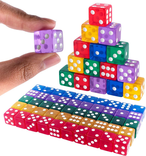 Super Z Outlet Standard 16mm Dice, Translucent Multi-Color, 50pk