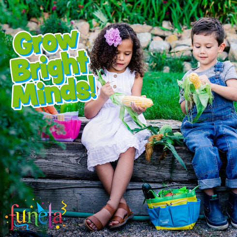 Set Floral Kids Gardening - Toddler Garden Tools, No-Leak Watering Can & Quality Tote Bag - Safe Metal Tools for Kids