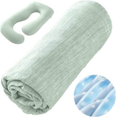 57-inch 55 57 Inch Sasttie Cooling Pregnancy Pillow Cover, U Shaped Pregnancy Pillow Case, Fits to Maternity Pillow