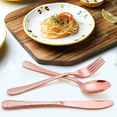 LIANYU 12-Piece Kids Copper Silverware Set - Stainless Steel Toddler Utensils, Dishwasher Safe