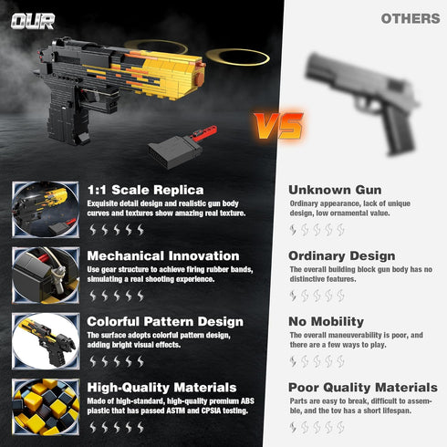 1: 1 Set 14+ 700Pcs Fluorspar blaster Building Block Gun for Adults, Pistol Building for Boys Age Model Gun That Shoot