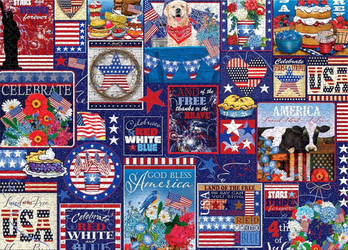 1000 Ceaco - Tracy Flickinger - Patriotic Collage - Piece Jigsaw Puzzle