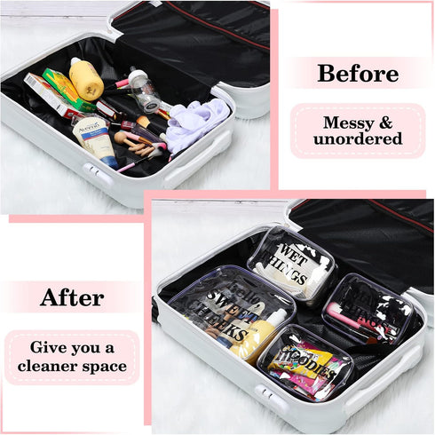 4 Packs Set Oudain Diaper Bag Organizer Pouches Clear PVC Travel Diaper Bag Waterproof Zippered Makeup Bag Dry Wet Bag