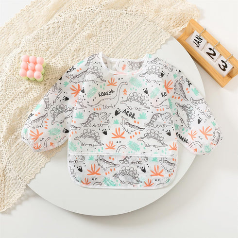 3 Pack Long Sleeve Bib - Baby Smock for Eating 6-30 Months, Reusable Shirt Bibs for Babies Toddler