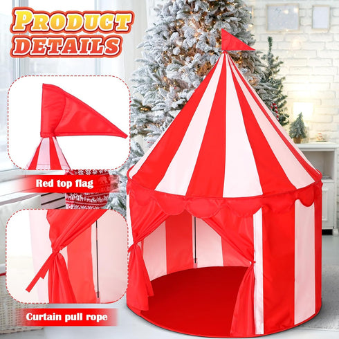 Circus Tent Red Floor, Large Playhouse Castle for Boys Girls, Indoor Outdoor Camping Activity Toys