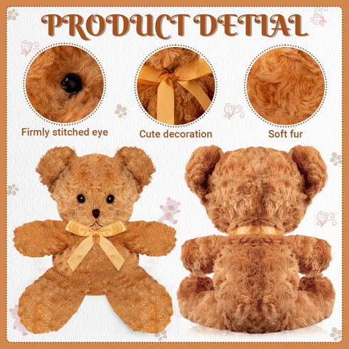 12 11.8 Inch(Brown) Jenaai Pieces Stuffed Animals Stuffed Bear with Bow Soft Party Gift Bears for Shower Centerpieces