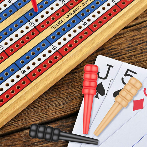 48 Pieces Wooden Cribbage Pegs, Fit 1/8 Holes with Storage Pouch for Cribbage Traditional Board Game, 3 Colors