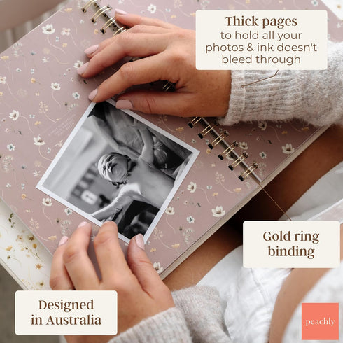Peachly Pregnancy Journal - Linen Pregnancy Book to Capture Every Milestone - Pregnancy Must Haves - Baby Book Keepsake