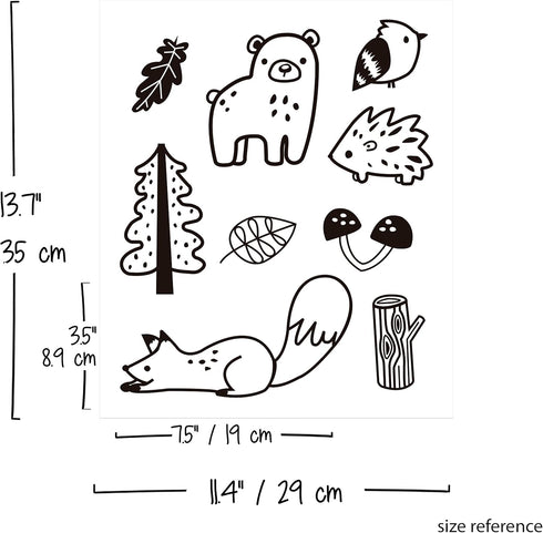 Forest Animal Wall Decals - Peel and Stick for Kids, 36 pcs Adhesive Vinyl Stickers Decor